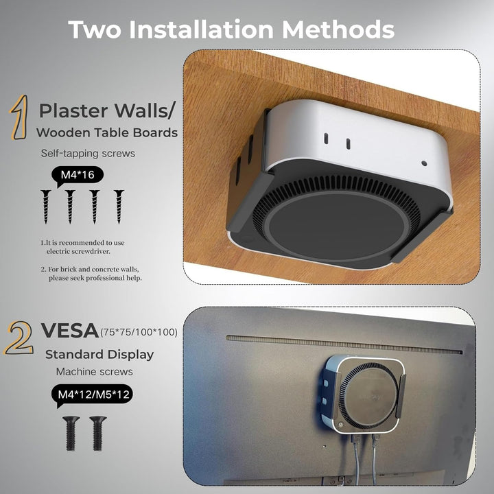 Untertischhalterung für Mac mini M4/M4 Pro 2024, Aluminium Wandhalterung mit VESA-Kompatibilität, Me