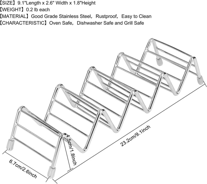 Taco-Ständer aus Edelstahl, 4 Taschen, Taco-Halterung, Wellenform, Küchenzubehör, für harte oder wei