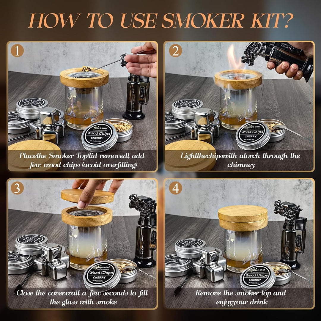 RoseFlower Cocktail Smoker Set, Nostalgie Smoker Set für Whiskey, Getränke, Bourbon, Steak, Fisch un