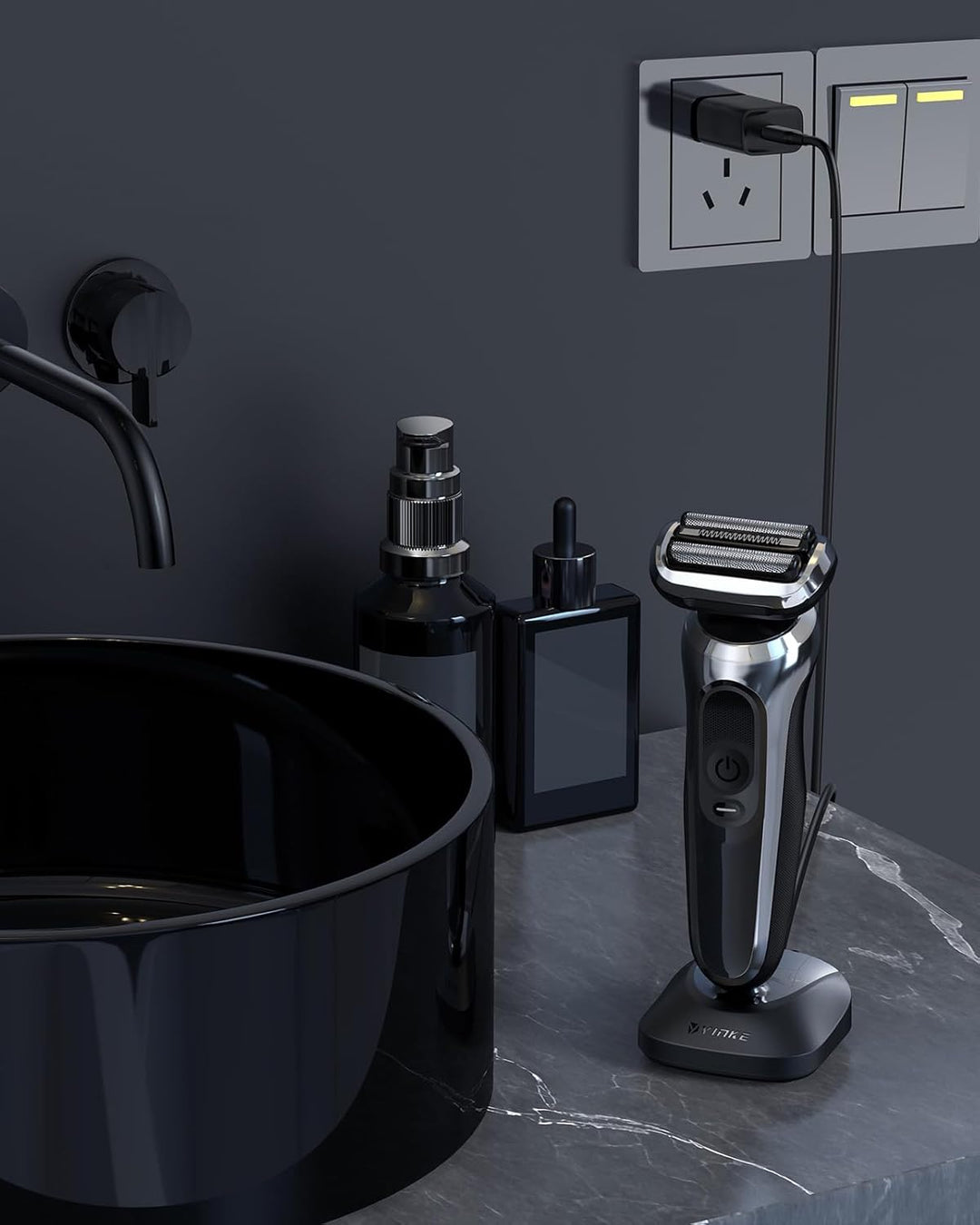 Yinke Typ C Ladestation für Braun Series 3 5 7 9 6 1 XT5 Elektrorasierer, Ladestation mit 1M USB C z