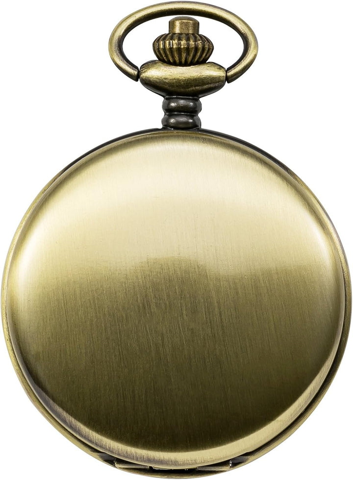 TREEWETO Unisex Taschenuhr mit Kette Analog Handaufzug Doppelscharnier Römische Ziffern Gold/Silber
