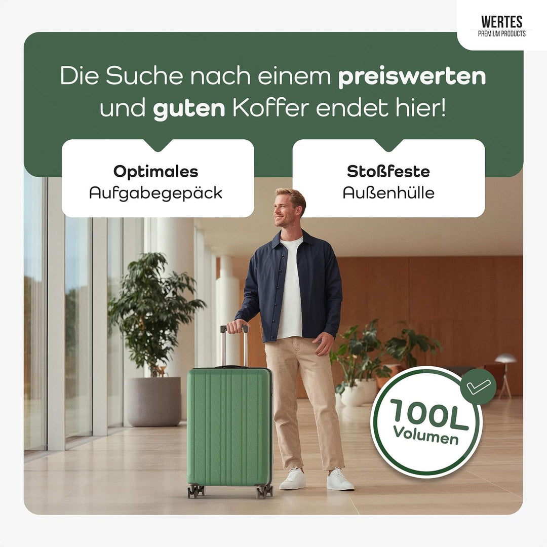 Koffer Gross 77cm - 100L - TSA Schloss Hartschalen Koffer mit Doppelrollen, Reisekoffer, Trolleys, R