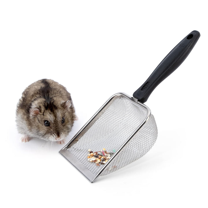 Niteangel Hamster Badesandschaufel - Edelstahl-Sandsubstrat-Schaufel mit feinem Maschengittersieb, p