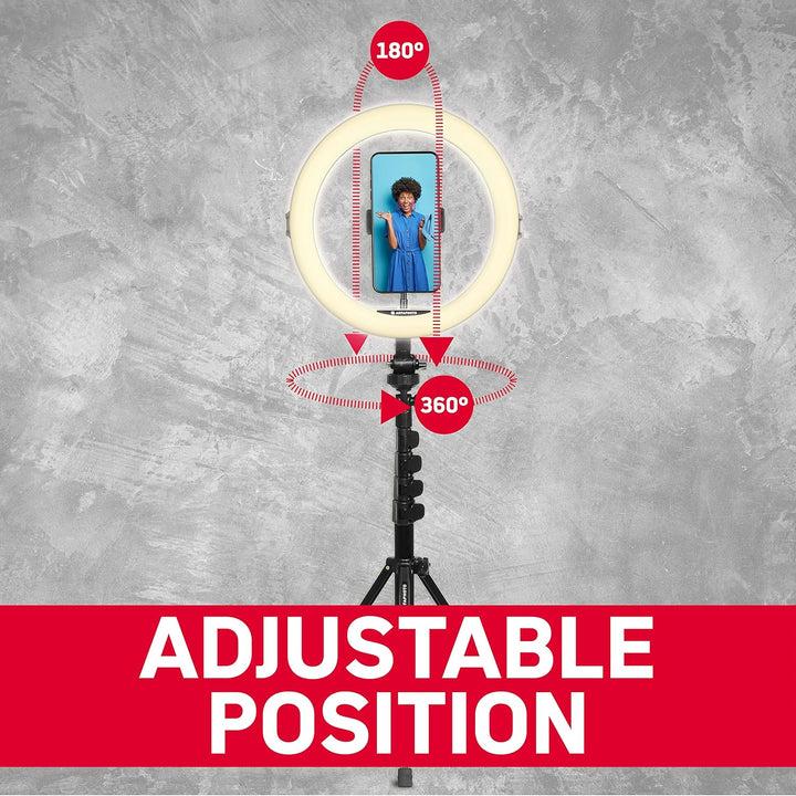 AgfaPhoto Ringlicht Realiview ARL11XL - 11-Zoll LED-Licht mit verstellbarem Stativ (45cm bis 155cm)