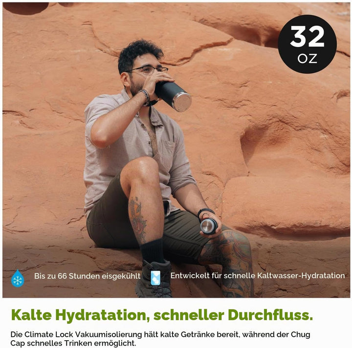KleanKanteen Herren TKWide VI Trinkflasche, Black, One Size Schwarz, Schwarz