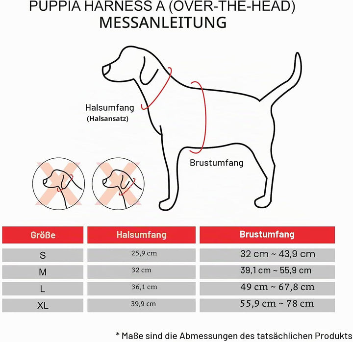 Puppia Hundegeschirr für kleine und mittelgrosse Hunde - Serval Harness A - verstellbar und komforta