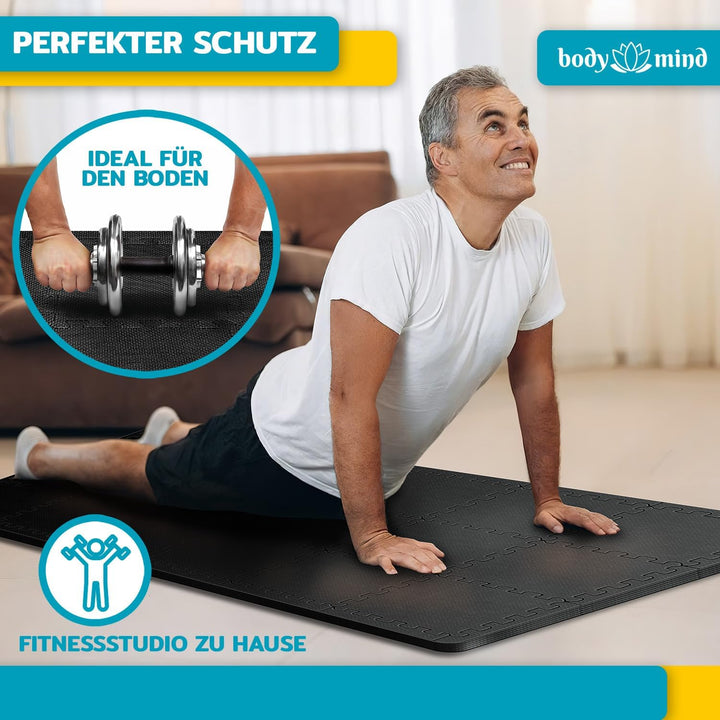 Boden-Schutzmatten XXL Set; Fitnessmatte Bodenschutz Puzzle-Matte; Unterlegmatte für Fitnessgeräte T
