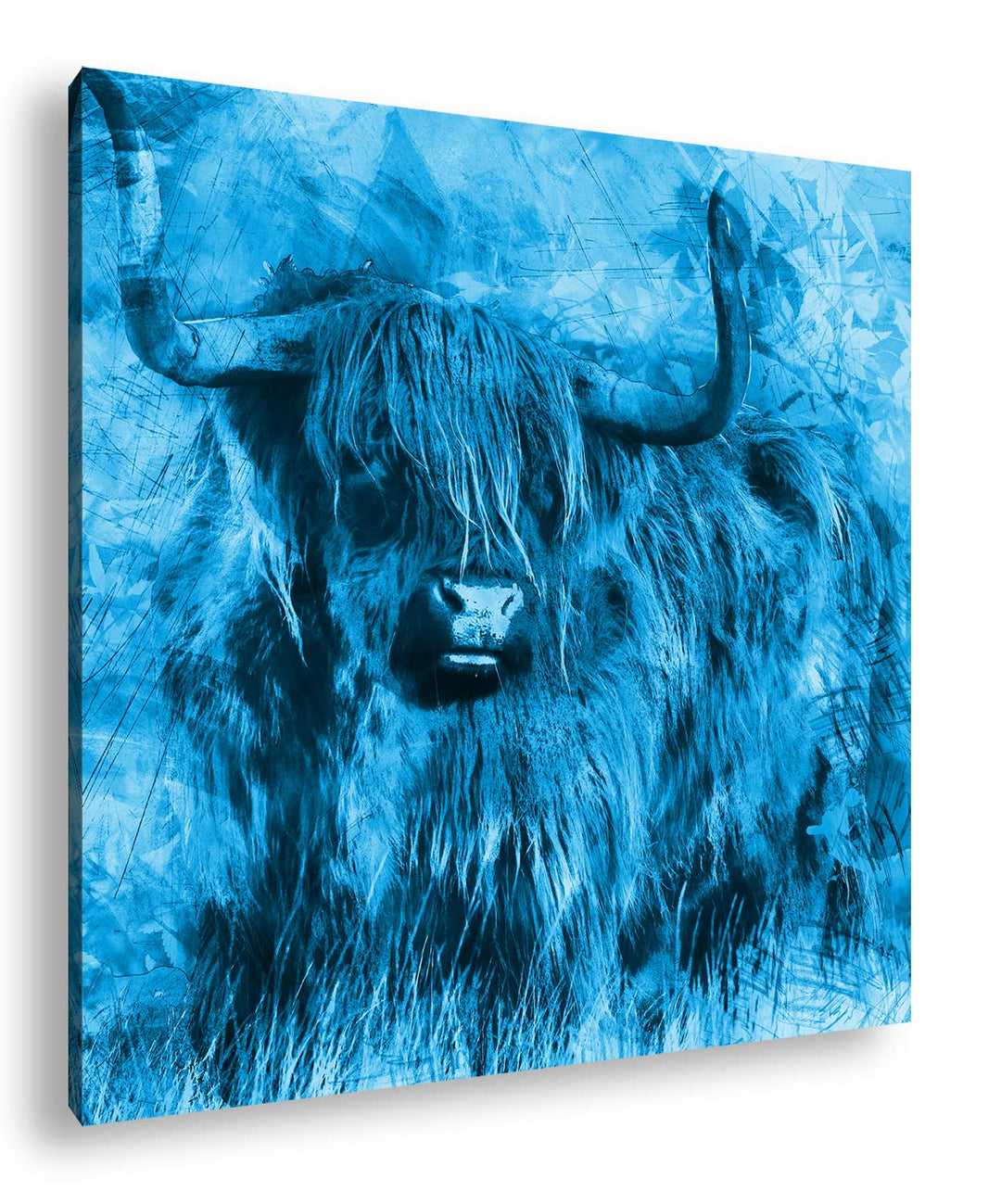 deyoli gezeichneter Stier Format: 60x60 Effekt: Monocrome Blau als Leinwandbild, Motiv fertig gerahm