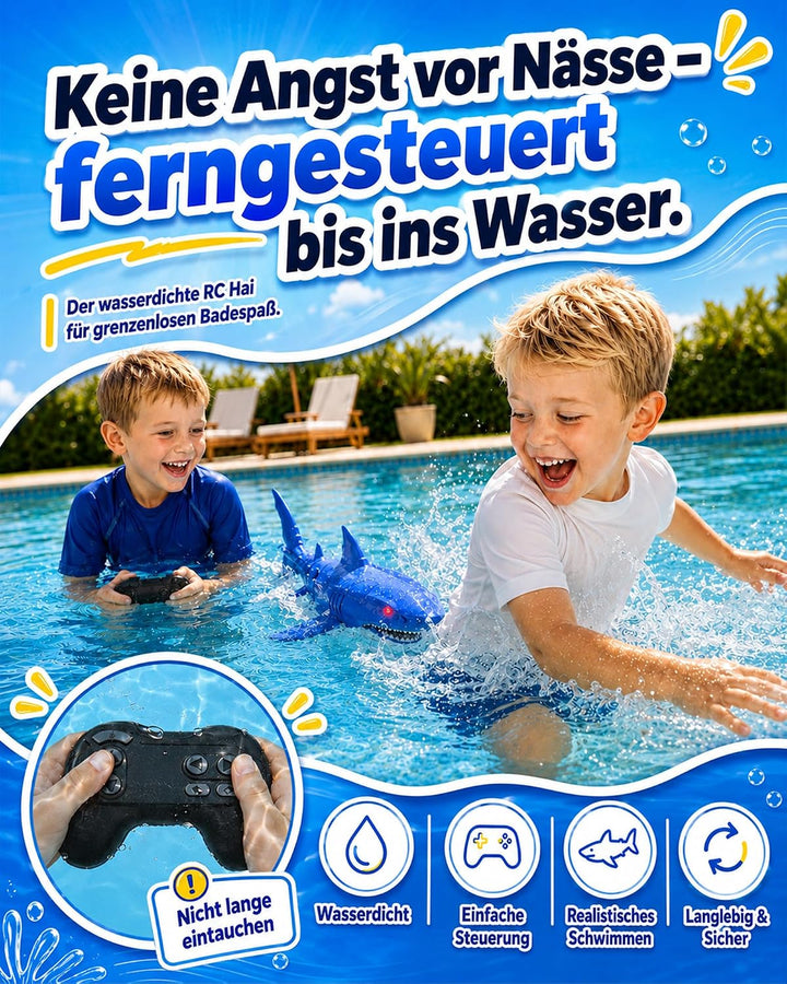 KOKODI Ferngesteuerter Robo-Hai für Kinder ab 3 Jahren – RC Wasserspielzeug mit Licht &amp; Wasserdichte