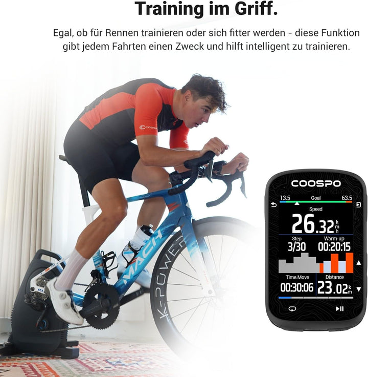 COOSPO Farbtouchscreen GPS Fahrradcomputer CS600, Wireless IPX7 Wasserfestes Fahrrad-GPS-Tachometer