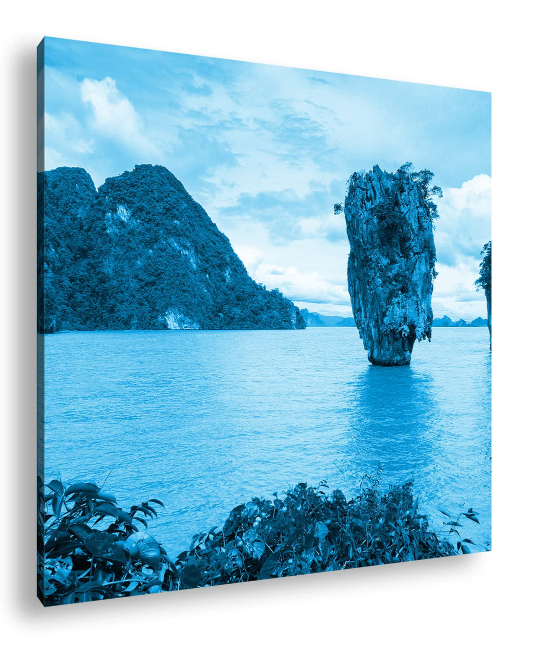 deyoli exotische Inseln in Thailand Format: 40x40 Effekt: Monocrome Blau als Leinwand, Motiv fertig
