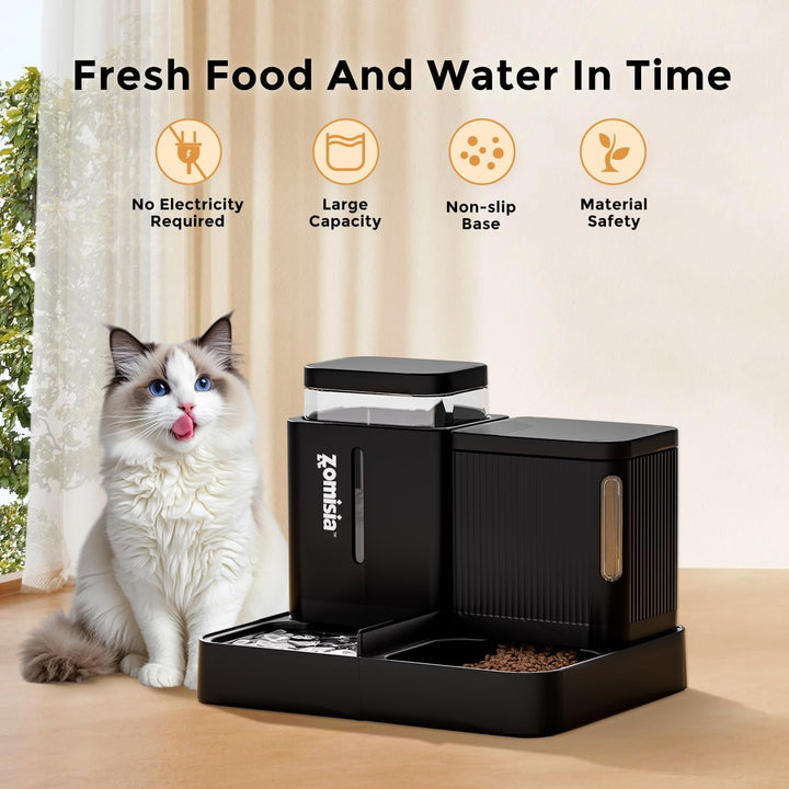 Automatischer Futterspender für Katzen/Hunde 3L, 2-in-1 Schwerkraft Futterautomat Katze und Wassersp
