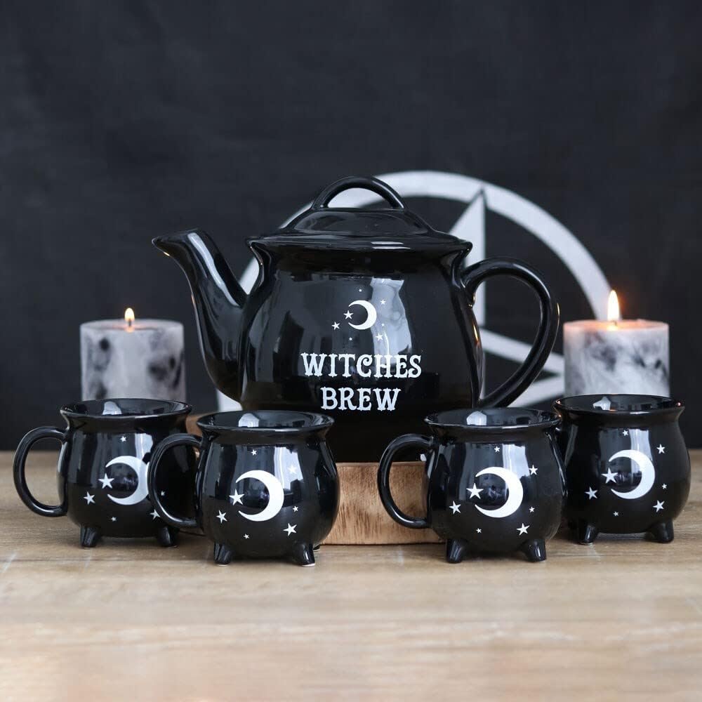 Something Different Teekanne und Tasse Witches Brew Tea set Schwarz