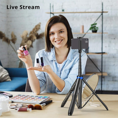 ATUMTEK 130CM Selfiestick, Bluetooth Selfie-Stick mit Hochbelastbarem Aluminium und Rutschfesten Dre