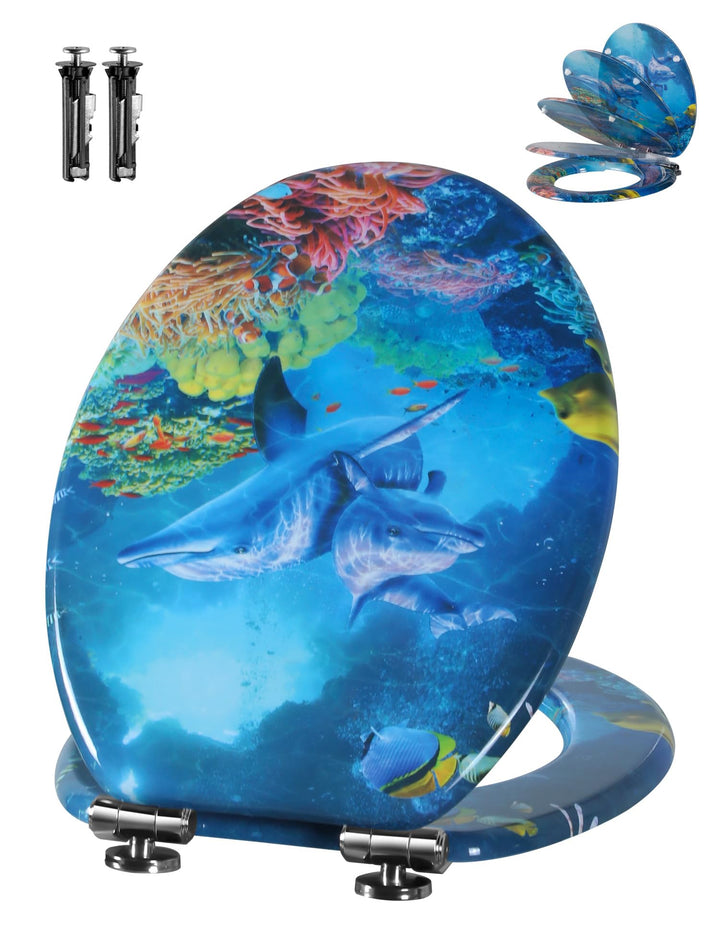 Angel Shield WC-Sitz mit Absenkautomatik, verstellbare Metallscharniere, zu reinigen, O-förmig, 45x3