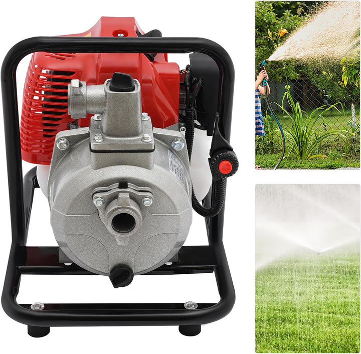 Wasserförderpumpe 2-Takt Kreiselpumpe 43CC Benzin Wasserpumpe 8500rpm Gartenpumpe 1.2L Kraftstofftan