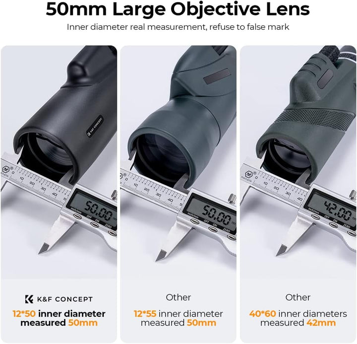 K&F Concept 12 * 50 Monokular Teleskop HD Handy Fernrohr，BAK4 Prisma Monokular für Vogelbeobachtung