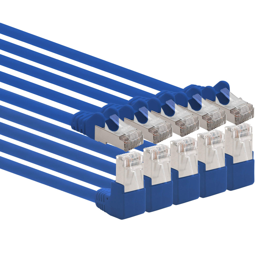1aTTack.de 366222 Cat.6 Netzwerkkabel Winkel 90 Grad 5m - blau - 5 Stück - Cat6 Patchkabel (SFTP PIM