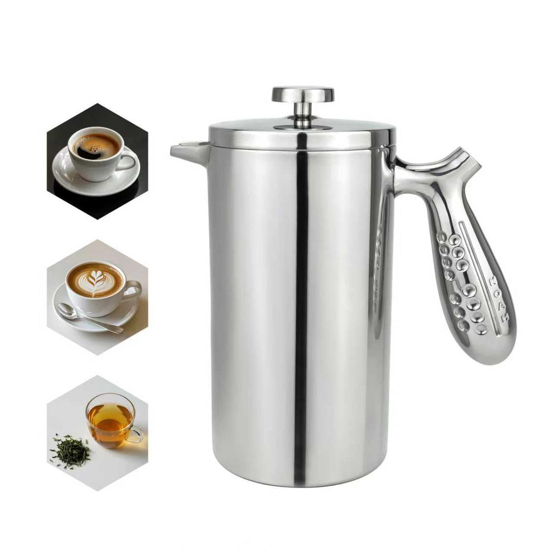 NOAH French Press doppelwandig mit ergonomischem Griff I Edelstahl Kaffeebereiter I French Press für