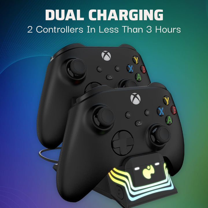 PDP Xbox Afterglow Wave DUAL Charger Black, Afterglow