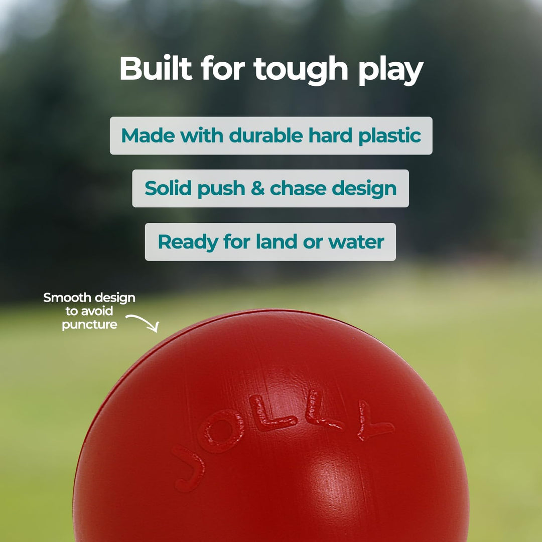Jolly Pets JOLL070F Hundespielzeug Ball Push-n-Play, 25 cm, rot 10 Inches/Large Red, 10 Inches/Large