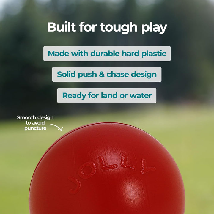 Jolly Pets JOLL070F Hundespielzeug Ball Push-n-Play, 25 cm, rot 10 Inches/Large Red, 10 Inches/Large