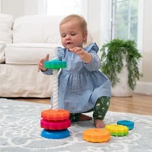 Fat Brain SpinAgain Spinning Toy, Stacking Toy for Babies, Colourful Development Toy, the First Ever