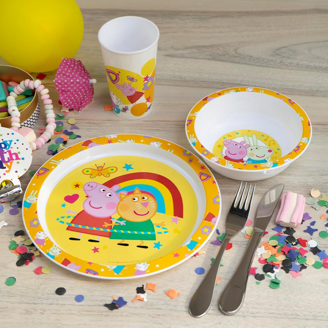 Kindergeschirr Peppa Pig 3teilig PP, Geschirrset, Teller, Schale, Becher, Kunststoff, unzerbrechlich