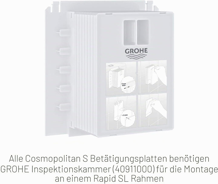 GROHE Nova Cosmopolitan S | WC- Betätigungsplatte für Rapid SL | S-Size, 130 x 172 mm, 2-Mengen- und