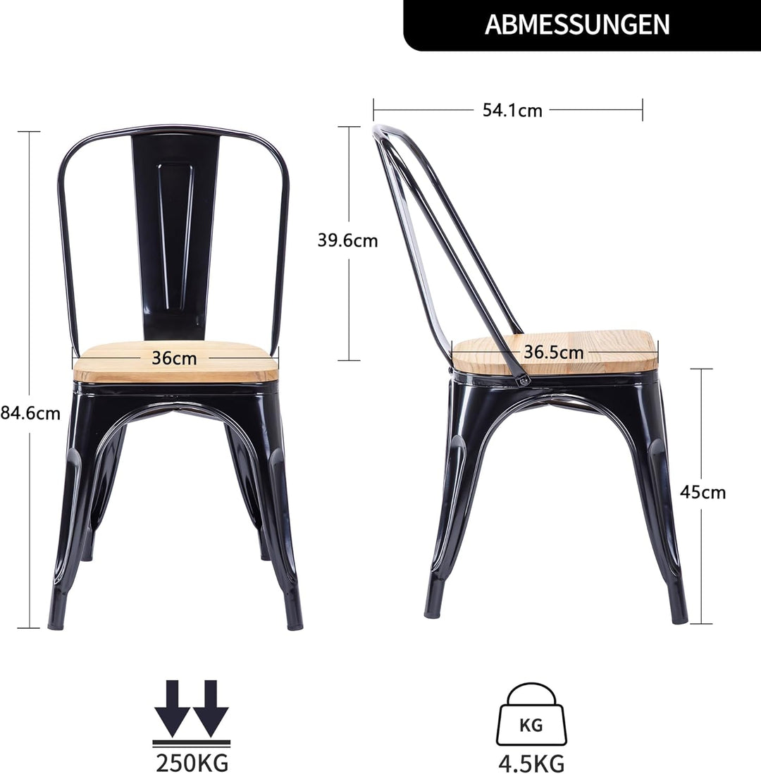 Duhome Metallstuhl Bistrostuhl aus Eisen Esszimmerstuhl mit Rückenlehne, Stapelbare Küchenstühle, Sc