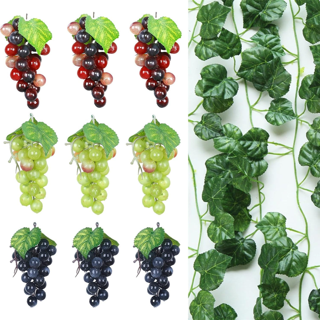10 PCS Künstliche Weintrauben Deko - Kunststoff Trauben für Gartendekoration, Obststützen, Dekorativ
