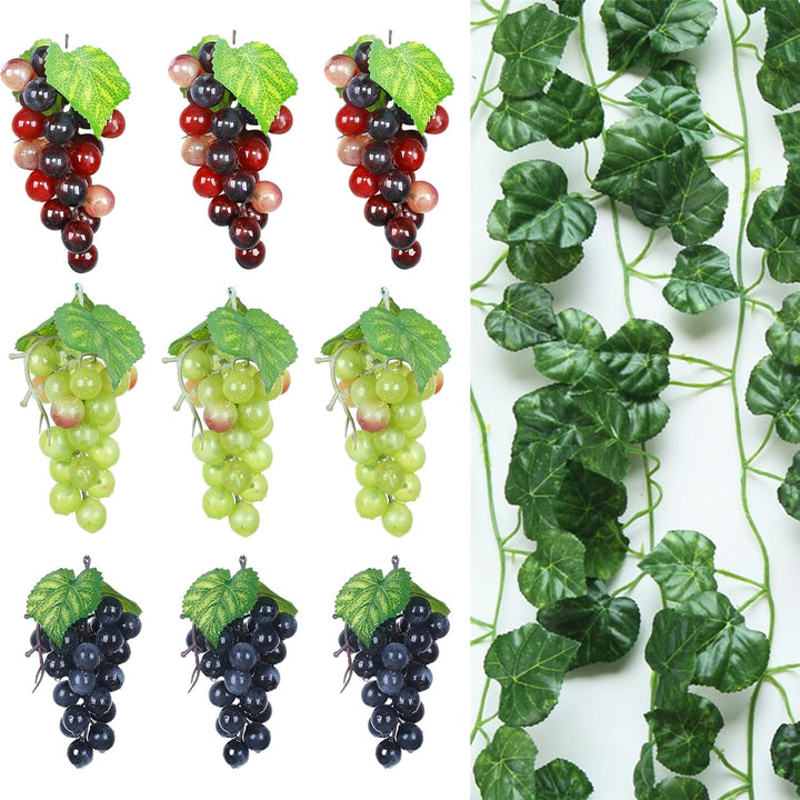 10 PCS Künstliche Weintrauben Deko - Kunststoff Trauben für Gartendekoration, Obststützen, Dekorativ