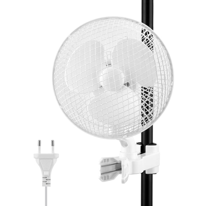 Grow Ventilator mit Clip, 20W Oszillierender Lüfter mit 2-Geschwindigkeiten, 1.5m Kabel, 20cm Durchm