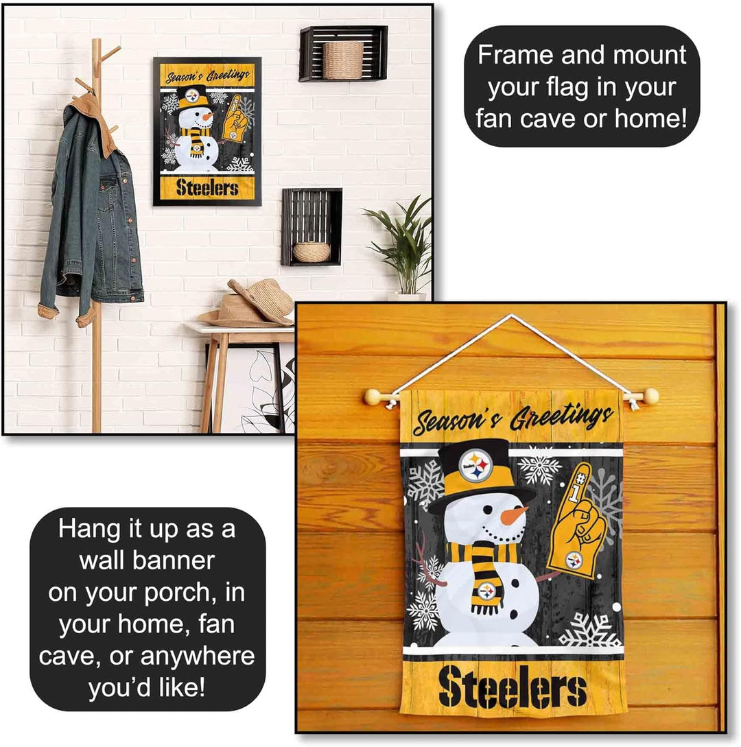 Pittsburgh Steelers Gartenflagge, doppelseitig, für Urlaub, Winter, Schnee