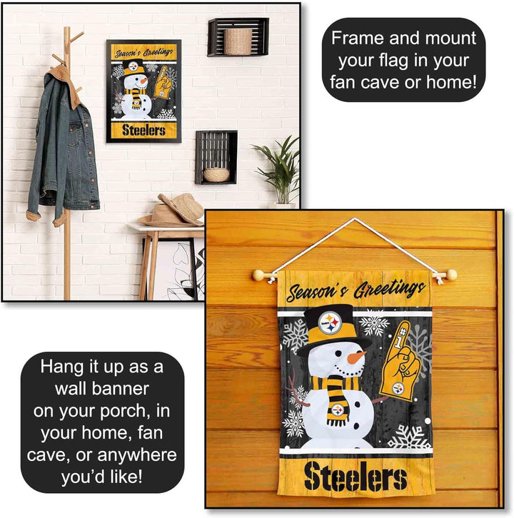 Pittsburgh Steelers Gartenflagge, doppelseitig, für Urlaub, Winter, Schnee