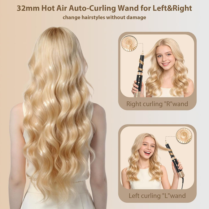 Sendowtek Haarstyler 6 in 1, Airstyler Set 950W Multi Haarstyling Geräte mit 3 Temp Lockenstab Warml