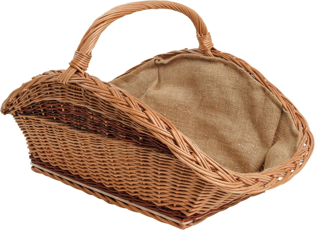 BOGATECO Weidenkorb mit Henkel, rechteckig | Kaminkorb 60x40x28 | Handgewebt, massiv | Holzkorb mit