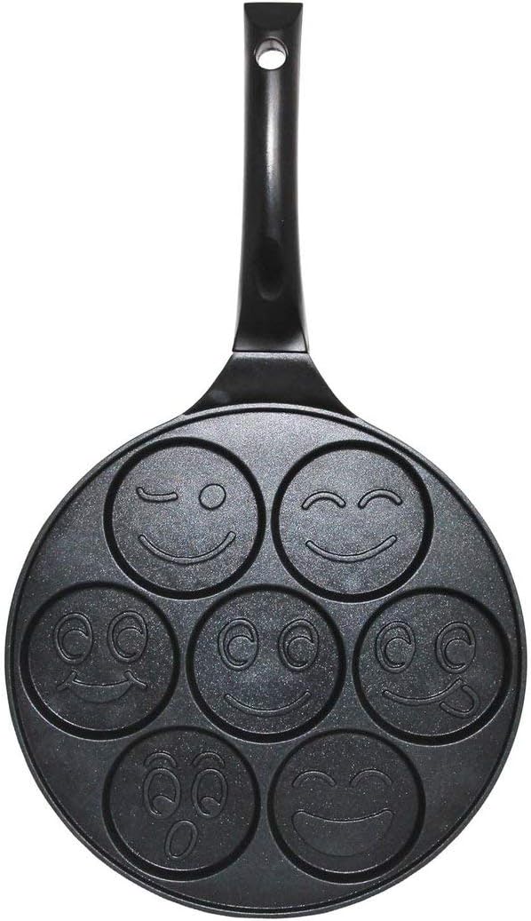 rukauf Pfannkuchen-Pfanne mit Smiley-Gesichtern auch für Crepes 26 cm antihaftbeschichtet Induktion