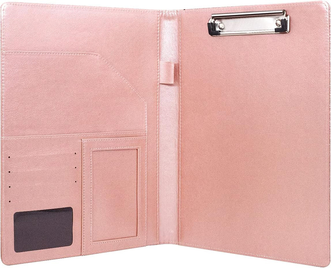 Padfolio/Resume-Portfolio-Ordner, glitzernd, rosa für Damen, WAVEYU niedliches rosa Padfolio-Einband