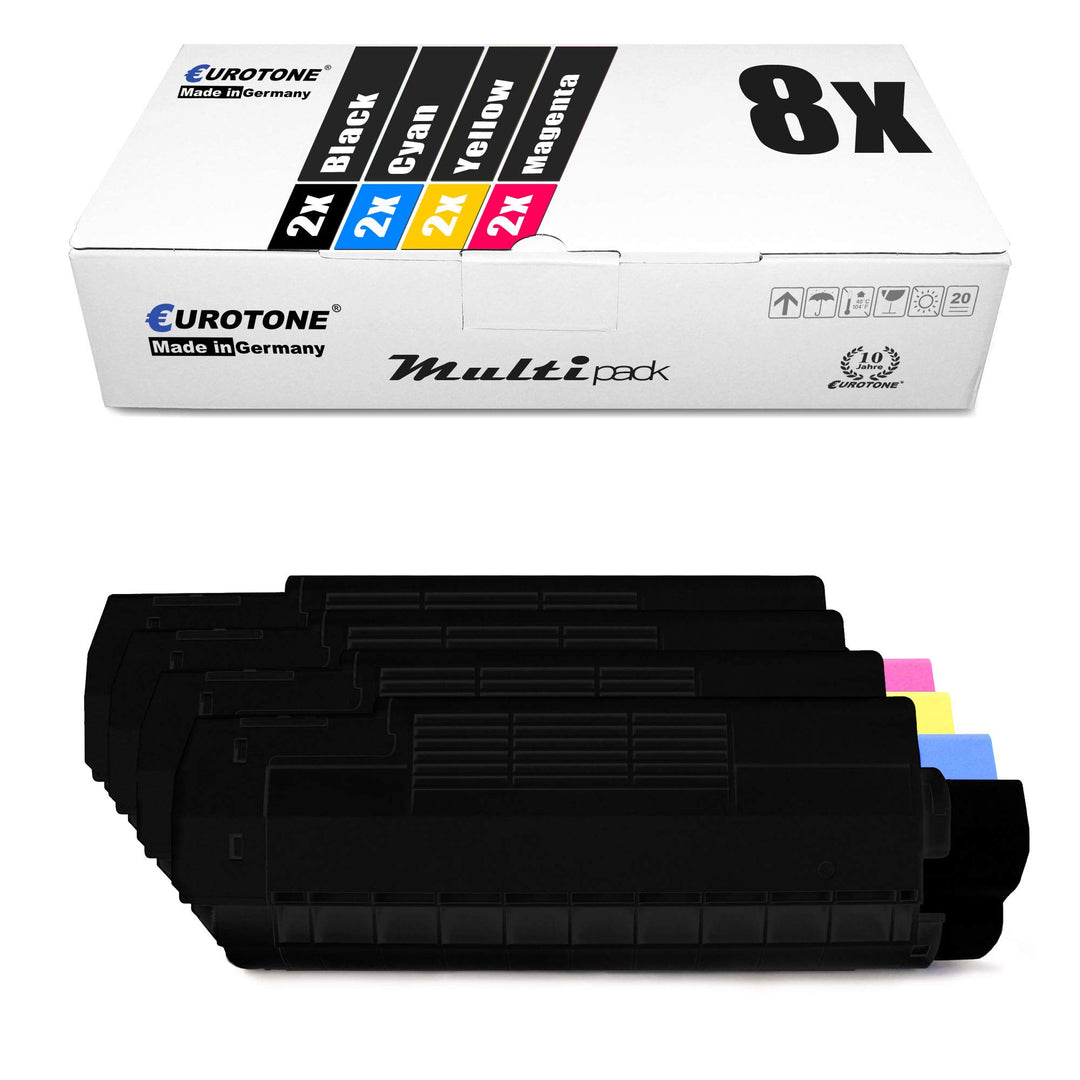 Eurotone 8X Toner im Set kompatibel für Oki C3200 C3200N C 3200 Series ersetzt 42804537-40 Set aus 8