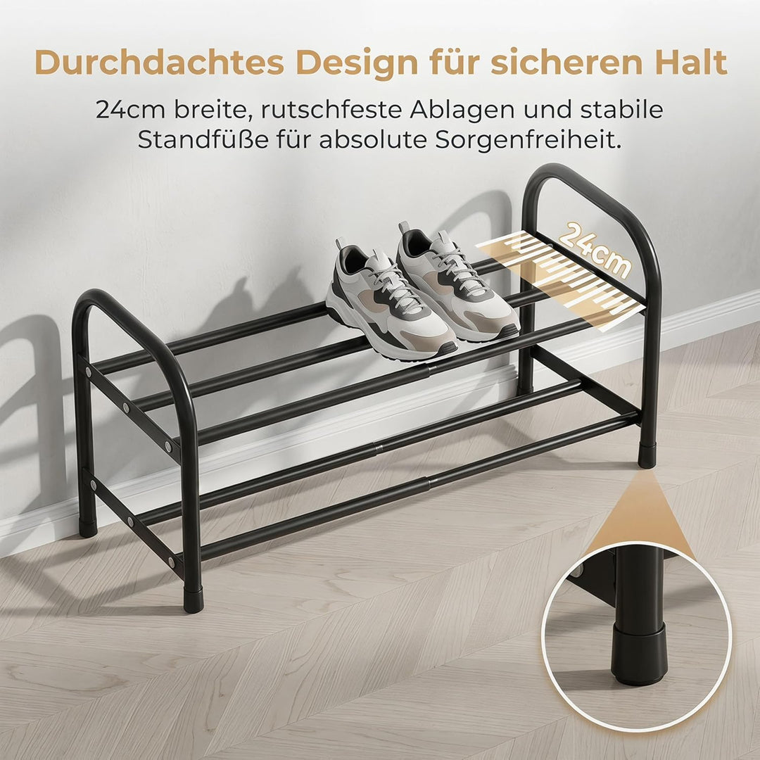 URMONA Erweiterbares Schuhregal, Platzsparend Schuhregal Klein, Adjustable &amp; Expandable 43 to 78 cm,