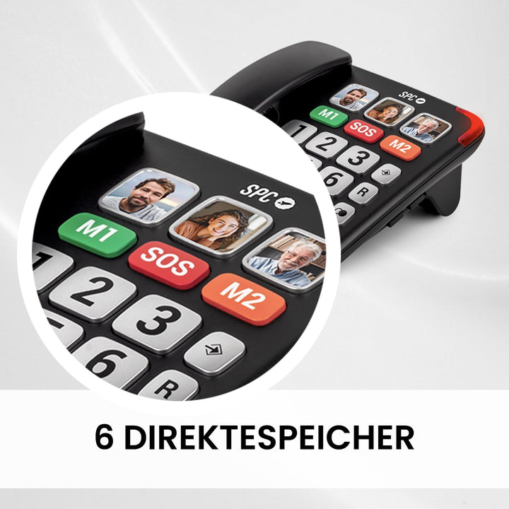 SPC Comfort Numbers Pro - Senioren-Festnetztelefon mit grossen Tasten und lautem Klingeln | Verstärk