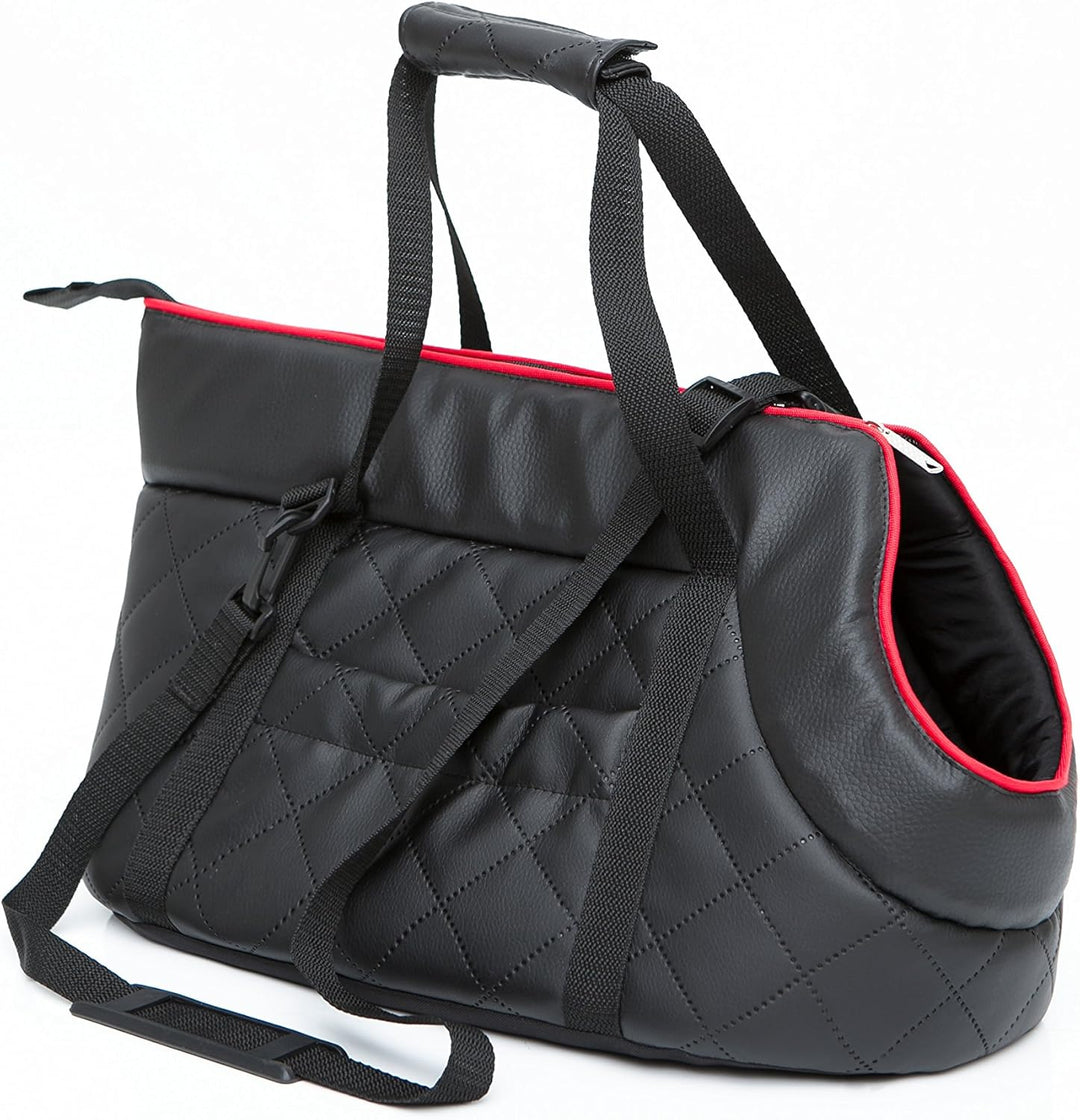 Hundetragetasche aus Kunstleder - Hundetransporttasche für kleine Hunde und Katzen bis 8 kg - prakti