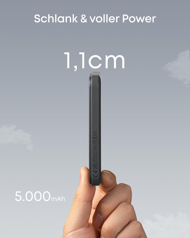 Anker 621 Magnetic Battery (MagGo), 5000mAh magnetische Powerbank mit USB-C Kabel, Nur kompatibel mi