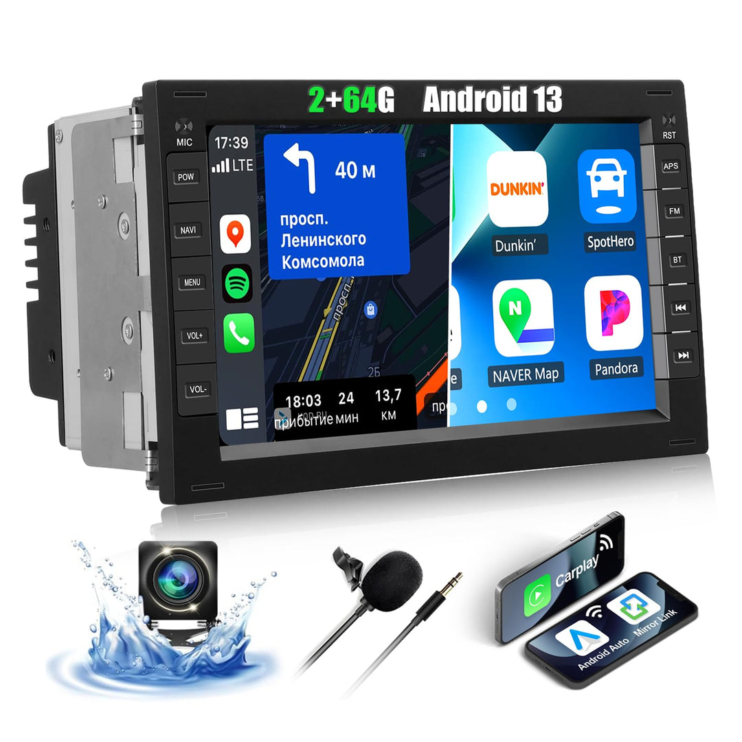 CAMECHO 2+64G 7 Zoll Android 13 Radio für VW Golf 4 Polo Sharan Jetta MK4 mit Wireless Carplay Andro