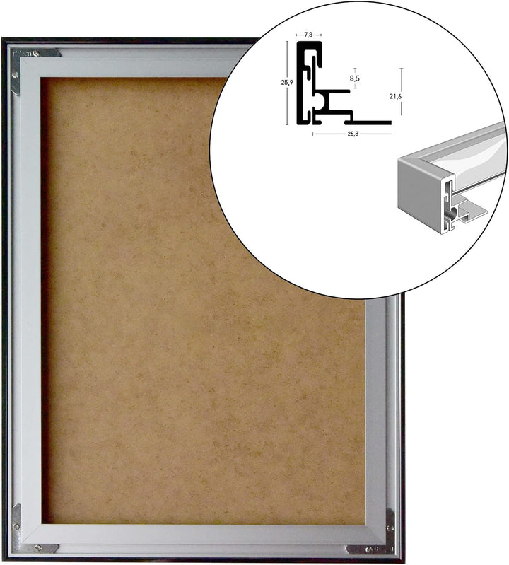 nielsen Aluminium Bilderrahmen Alpha Magnet Acryl, 21x29,7 cm (A4), Eiche 21 x 29,7 cm (A4) Eiche, 2