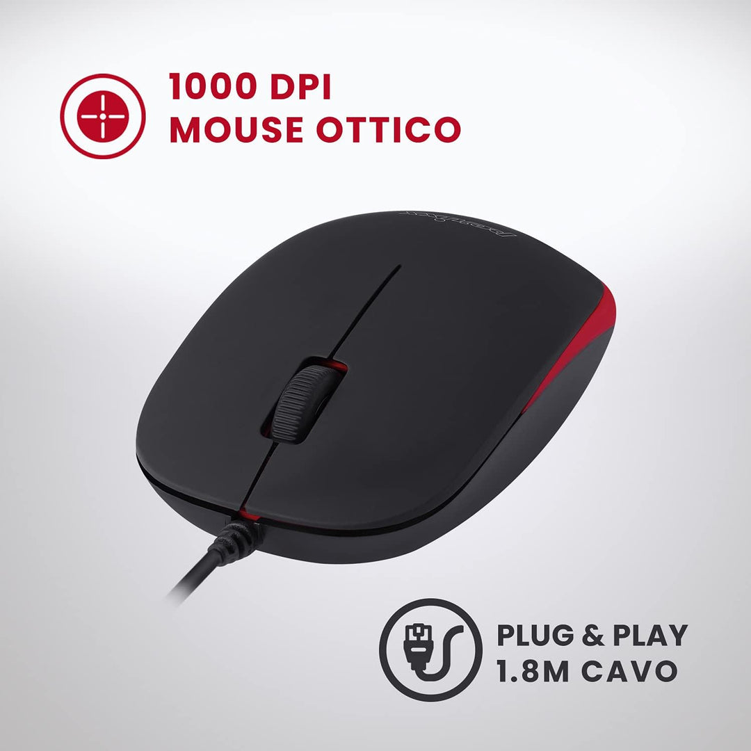 Perixx PERIDUO-212 Set Maus und Tastatur klein verdrahtet für Windows, Schnellwahltasten und Multime