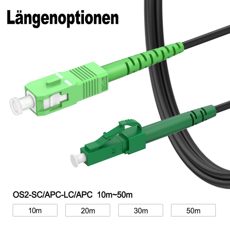 RamboCables 30M Gepanzerte Glasfaser-Kabel LC/APC auf SC/APC, Simplex Singlemode Gepanzerte Glasfase