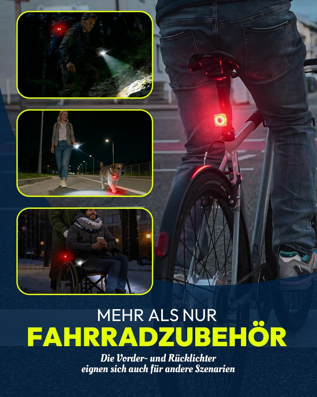 VICTGOAL Fahrradlampe Set StVZO Zugelassen, 50 Lux Fahrrad Lichter LED Set mit IPX5 Wasserdicht, Fah