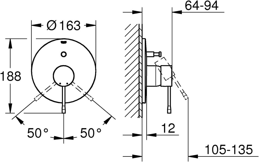 Grohe Einhand-Wannenbatterie, 19285DC1 Edelstahl Einhand-Wannenbatterie, Edelstahl Einhand-Wannenbat